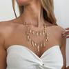 2pcs Set Creative Mermaid Small Fish Tassel Pendant Gold Color Layered Necklaces Set for Women Summer Bohemian Vacation Jewelry