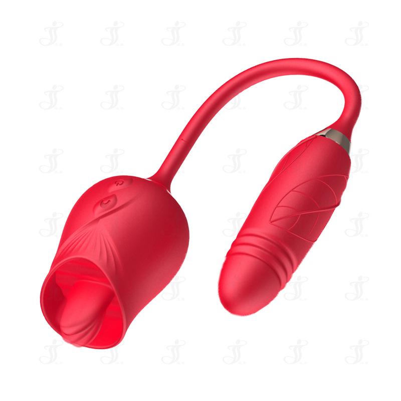 Mantinghua Вибрирующий язык с двумя головками и телескопическое яйцо для женщин, флирт для пар и самоудовольствие