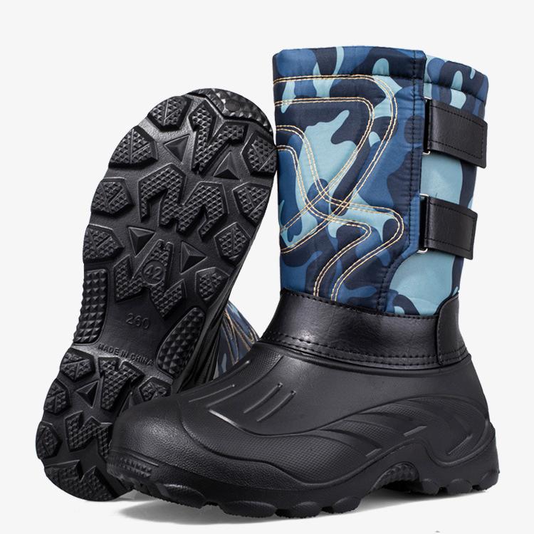 Autumn and Winter Thickened Large Size Men's Waterproof Outdoor Snow Boots Mid-calf Liner Padded Cotton Fishing Boots