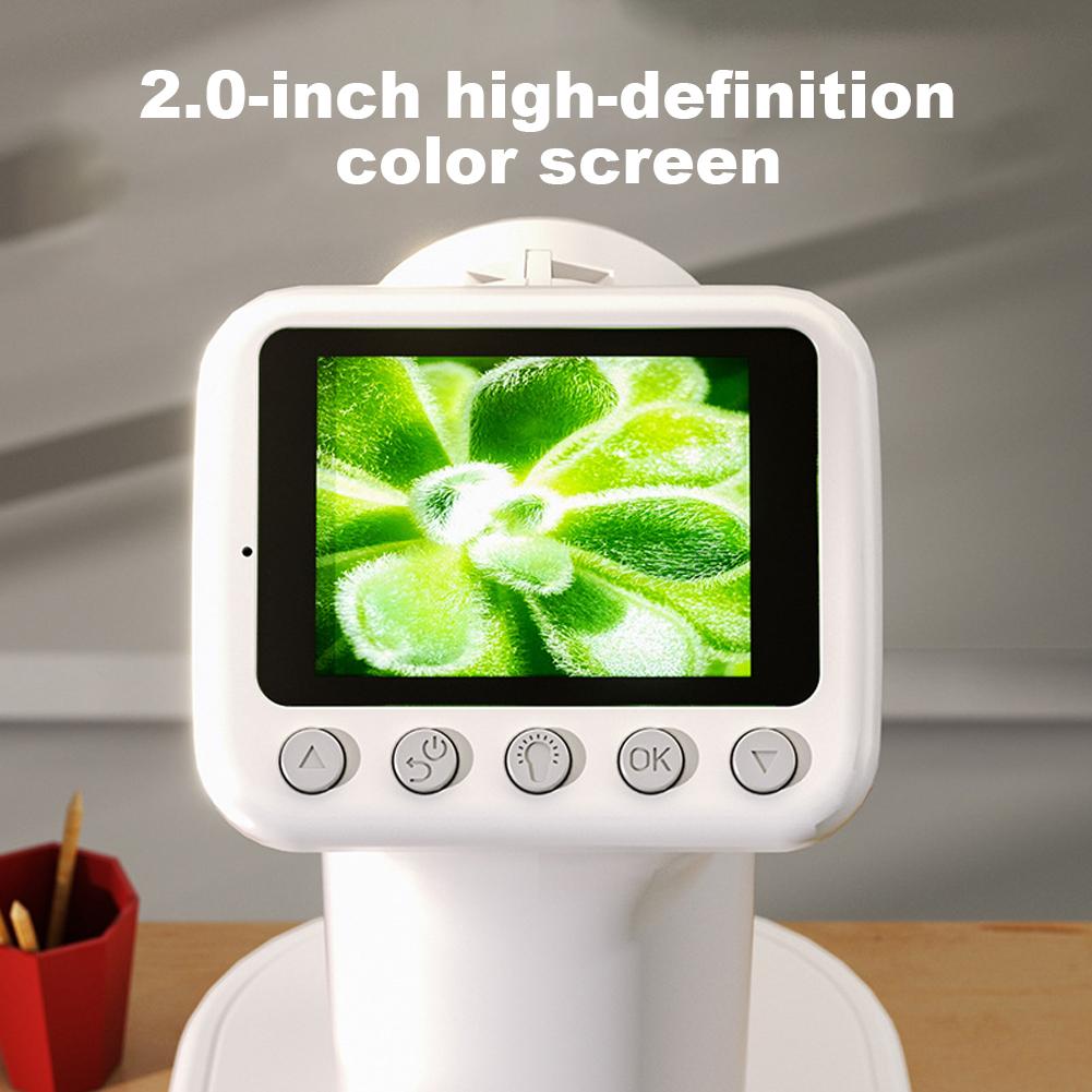 Microscope for Kids 100-1600X Electronic Digital Microscope with 2In Screen Handheld Microscope Camera for Scientific Experiment