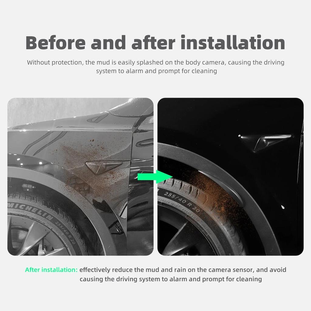 LUCKEASY For Tesla Model 3 -2023 Car Mudflaps Model Y Mud Flaps Car Exterior Accessories Front Rear Fender Protective Fender