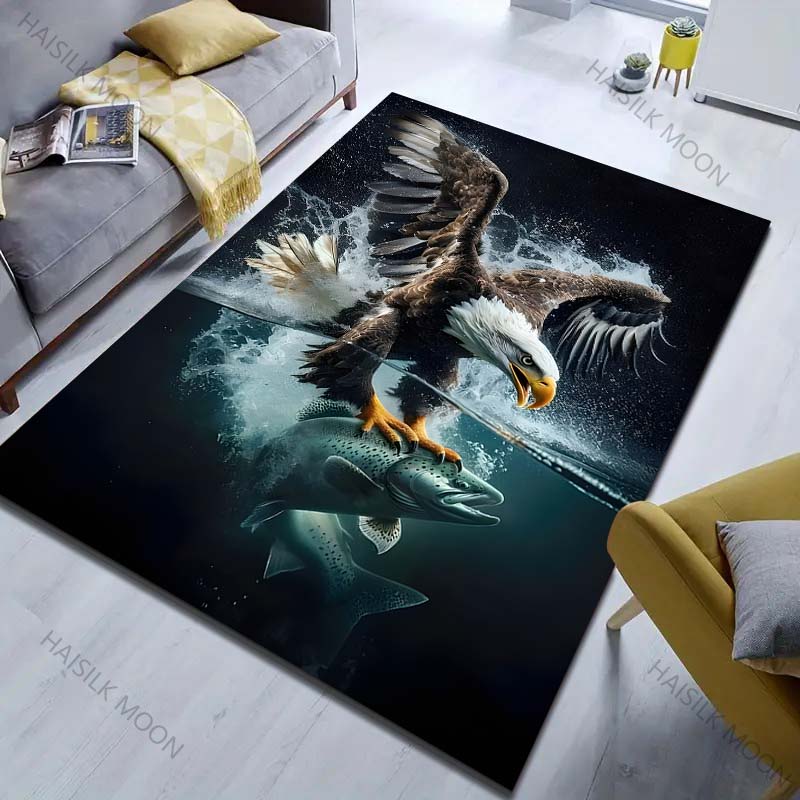Multiple sizes Eagle catches fish Carpet for Living Room Bedroom Sofa Home Decor Rus Non-slip Floor Mat Luxury Gift