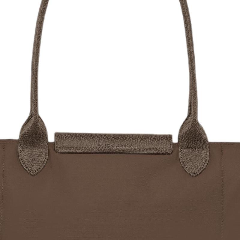 Longchamp Le Pliage Green Серебряная фурнитура Кнопка Молния Нейлоновая Сумка-тоут На плечо Большая Женские сумки Землистые тона L1899919813