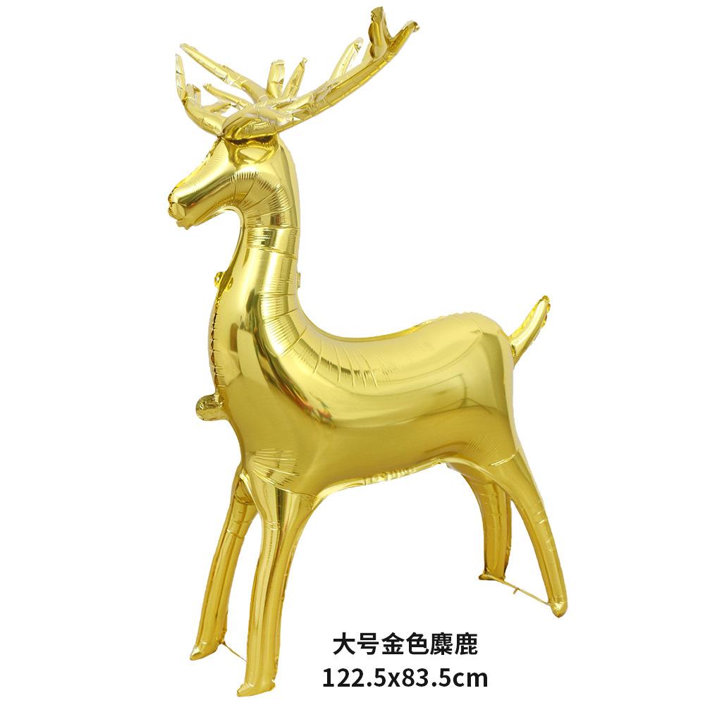 Рождественская коллекция Украшение для вечеринки 3D Золотой олененок Стоящий лось Форма Алюминиевая фольгированная гелиевая фигура