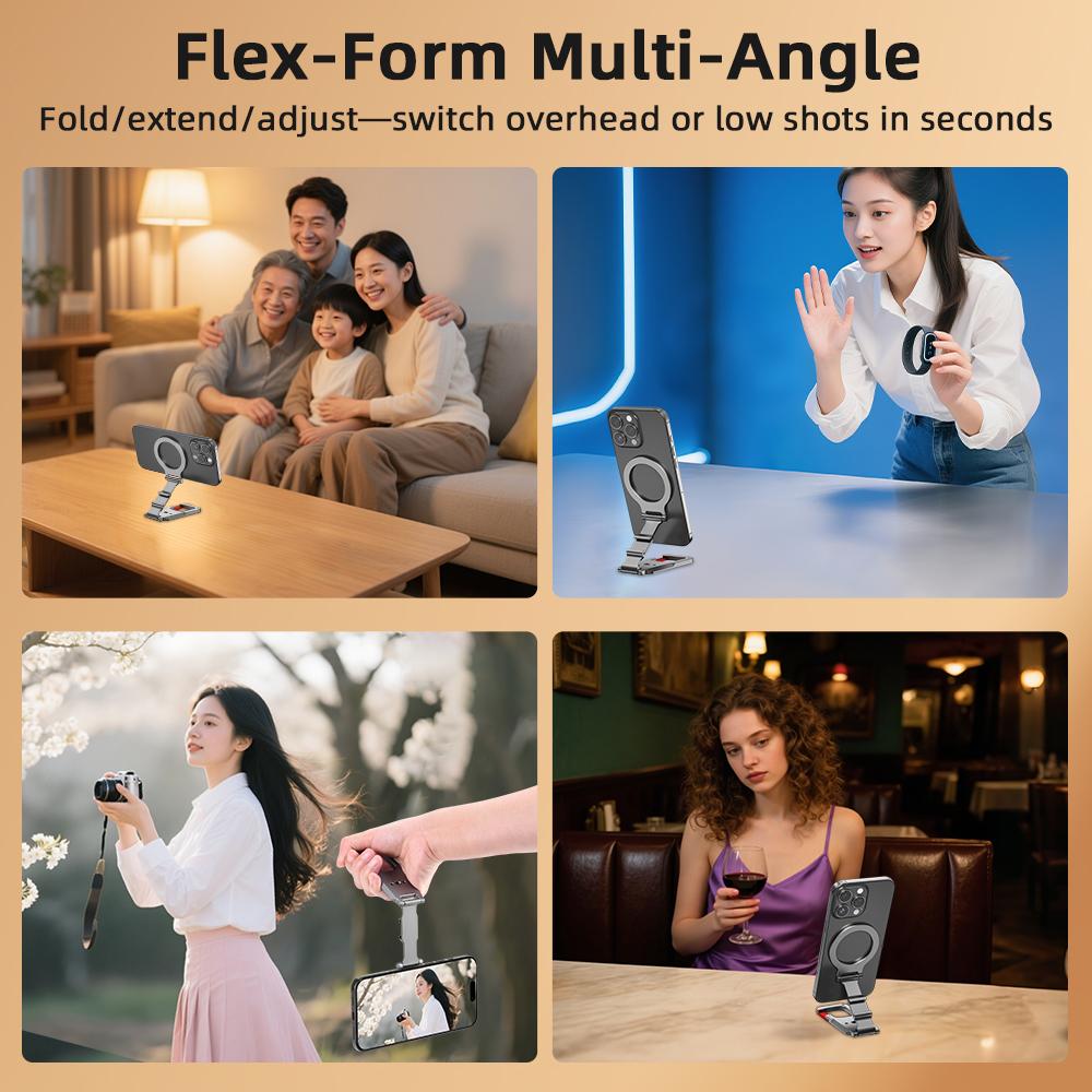 Flymile Magnetic Phone Holder Carabiner Mount for iphone 17 16 15 14 Accessories Handle Tripod Adapter Compatible with MagSafe