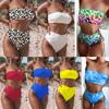 Women's Swimwear Solid Color Tube Top High Waist Side Tie Bikini Sexy Brazilian Beachwear Bathing Suits 7 Colors