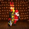 6.89FT Xmas Inflatable DIY Rock Band Decoration Toy LED Lights Santa Penguin Snowman Home Decor Ornament Xmas Supplies for Yard