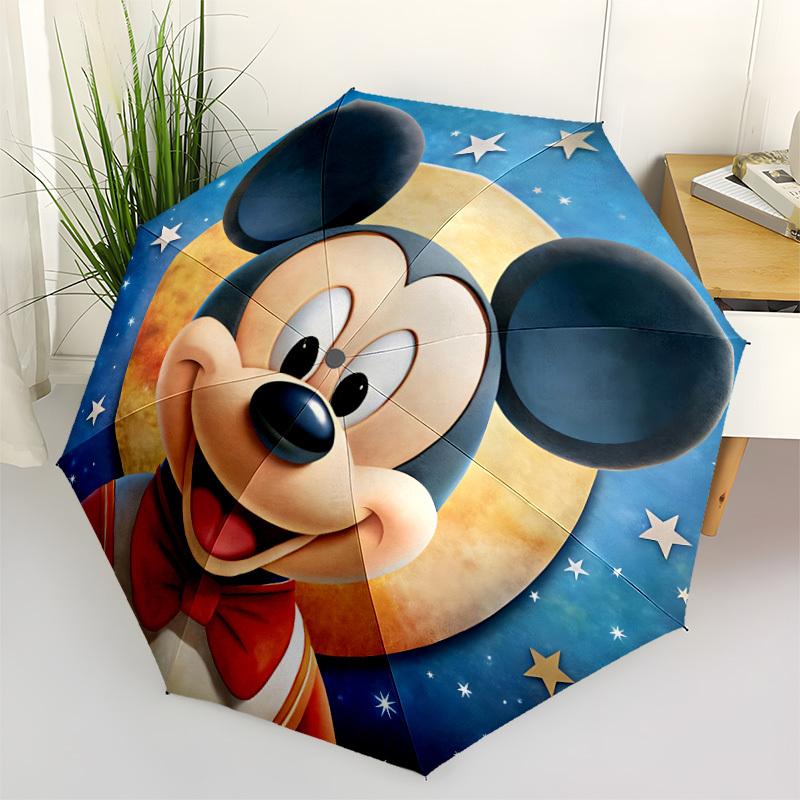 1pc Mickey Mouse Folding Umbrella, Automatic Folding. It Has Eight Sturdy Ribs, Making It Convenient for Outdoor Use yy0729007