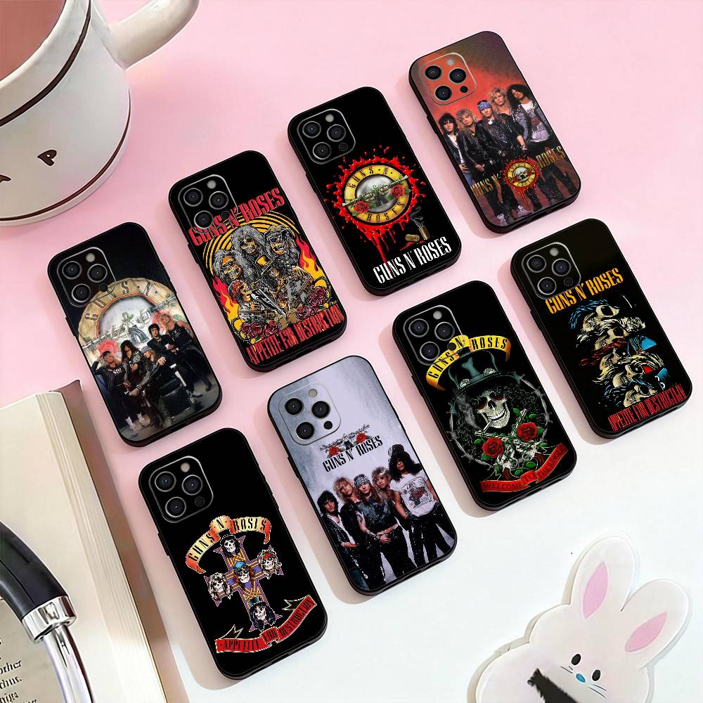 Группа G-Guns N Roses Чехол для телефона для iPhone 17,16,15,14,13,12,11 Plus,Pro Max, Мягкий силиконовый черный чехол