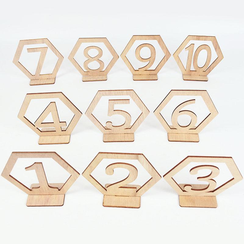 10 шт. Деревянный знак с номером стола Шестиугольная карточка места Рустик Свадебное украшение для рабочего стола Помолвочное украшение для номера места Мероприятие Вечеринка Принадлежности