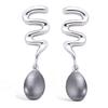 [F9203] - Silver 'Pearl Beauty' Earrings Silver Gray (rhodium Plated) - 22x5 Mm