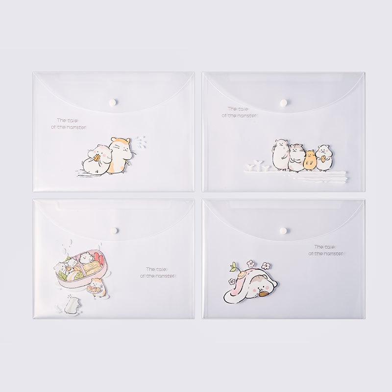 4 шт. Сумки-файлы для документов Милый мультяшный держатель для файлов Кнопка-защелка ПВХ Папка Пенал Офисная сумка для информации Студенческие канцелярские товары