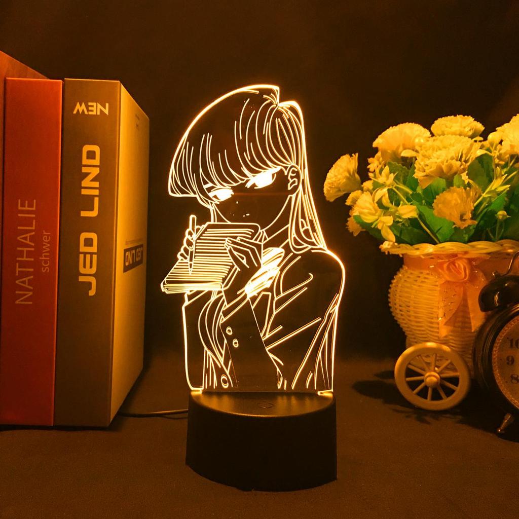 Светодиодный светильник в стиле аниме «Коми не может общаться» для детей, украшение для спальни, ночник, детский подарок на день рождения, декор комнаты, 3d лампа, манга