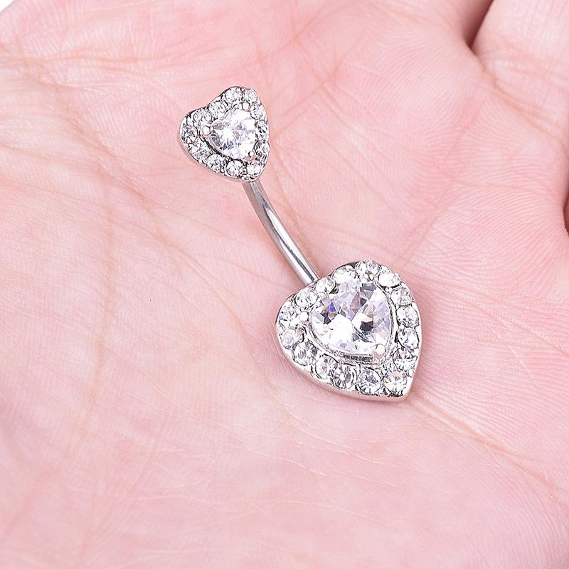 Heart Navel Belly Button Rings Barbell Navel Ring Piercing Body Jewelry