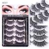 5 Pairs/Set Self-adhesive False Eyelashes Reusable Natural Look Wispy Fluffy Handmade Fake Lashes Strips Women Eye Makeup Tools