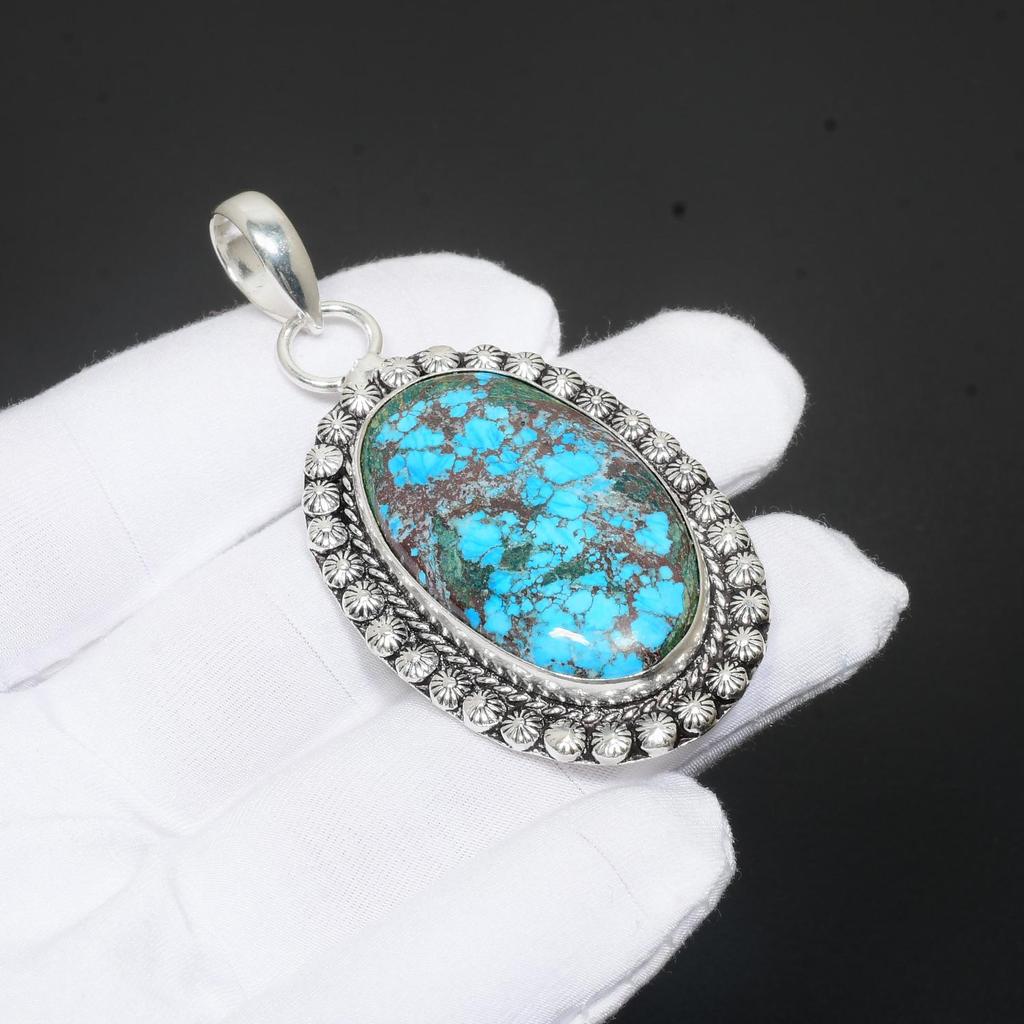 Тибетский бирюзовый драгоценный камень, стерлингового серебра 925 пробы, кулон ручной работы, антикварный кулон, бирюзовый кулон с драгоценным камнем, подарки для женщин
