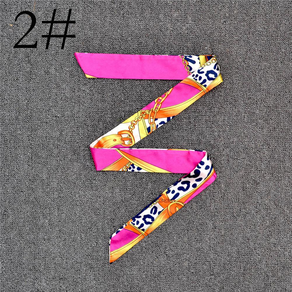 Fashion Color Printing Long Silk Scarf Women Ribbon Neckerchief Print 4cm Thin Narrow Scarves Bag Hair Band Ribbon Headscarve