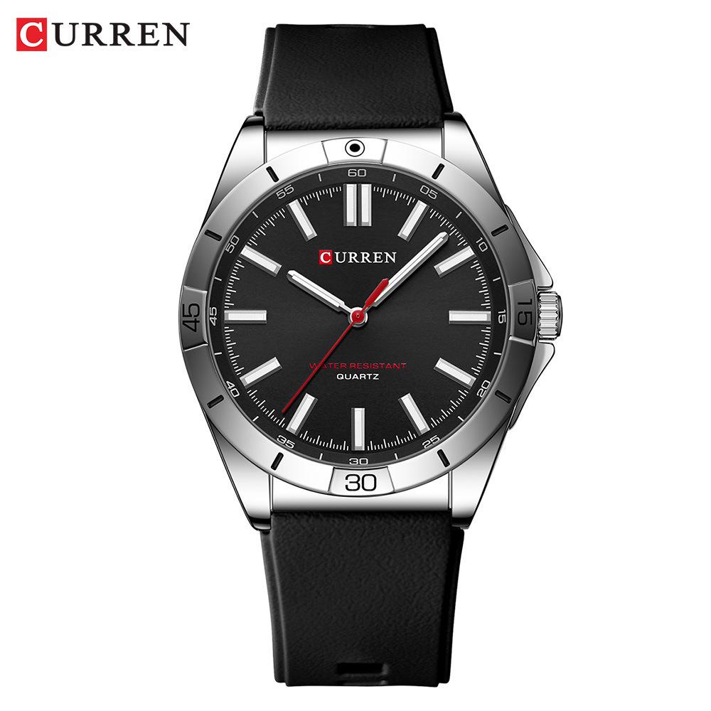 Мужские кварцевые часы Curren 8449 с резиновым ремешком, большим светящимся циферблатом, водонепроницаемые, для студентов