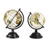 Contemporarys Blacks and Gold World Globe Desk Decoration with Wire Accent Design