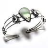 Швейцарский зеленый опал, драгоценный камень 925 пробы, посеребренный ювелирный браслет ручной работы, браслет-манжета