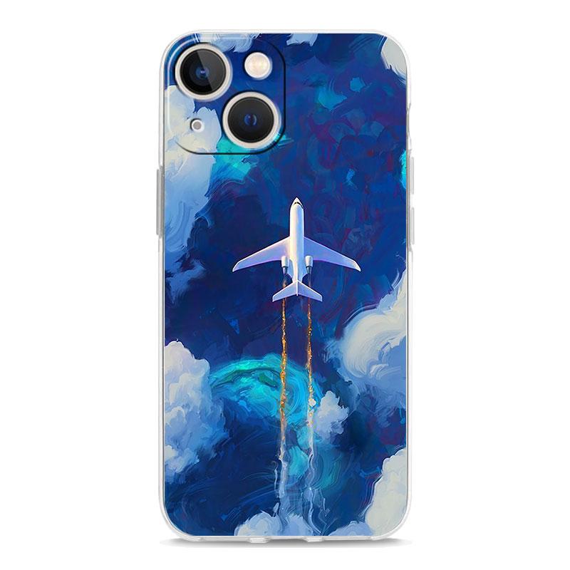 Чехол для телефона iPhone 17 Air Cases iPhone 16 15 12 13 14 Pro Max SE 7 8 Plus iPhone11 Прозрачный Мягкий Чехол С рисунком самолета
