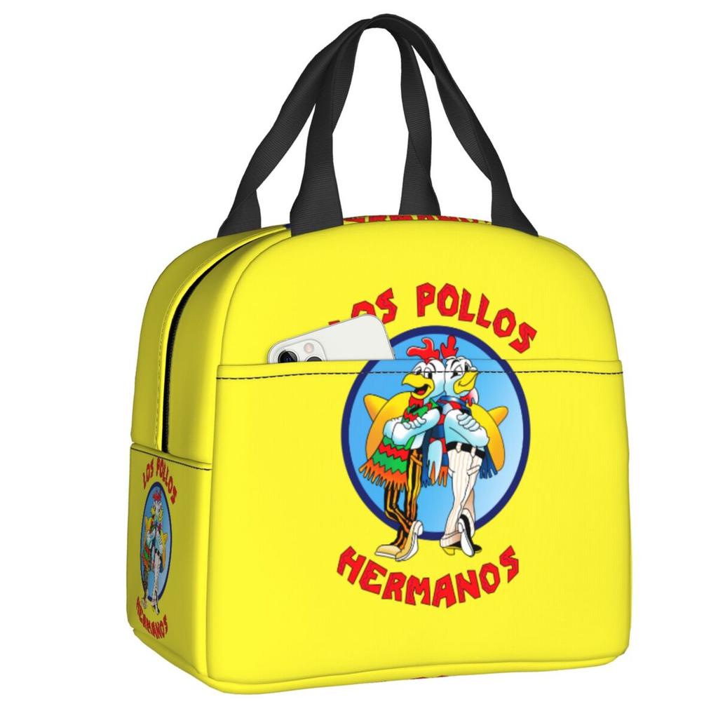 Distressed Breaking Bad Resuable Lunch Box for Women Multifunction Los Pollos Hermanos Cooler Thermal Food Insulated Lunch Bag