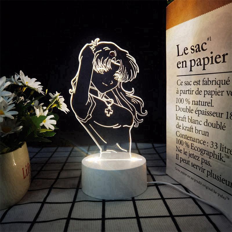 Светодиодный ночник Neon Genesis Evangelion: Цветная сенсорная 3D акриловая фигурка с дистанционным управлением