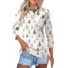 Женская модная повседневная блузка с лацканами на пуговицах, с рукавом 3/4 и винтажным принтом