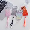 KEYSION Metal Lens Stand Magnetic Phone Case for MagSafe for iPhone 17 Pro Max Air Gradient Colors Shockproof Lanyard Back Cover