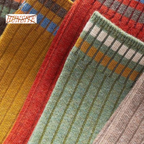 1 пара женских осенне-зимних носков, однотонные, средней длины, толстые, теплые, без запаха, эластичные, противоскользящие, полосатые женские носки до середины икры, впитывающие пот