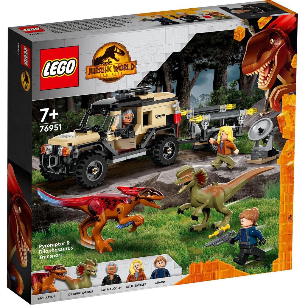 LEGO Jurassic World Pyroraptor and Dilophosaurus Transport 76951 Игрушечный блок представляет мультфильм о динозаврах для мальчиков и девочек от 7 лет и старше