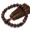 Men's Kyoto Buddhist Prayer Beads, 22 Matte Sandalwood Beads with Tiger's Eye Stone and Silk Tassel, Suitable for All Sects, Informal Funerals,