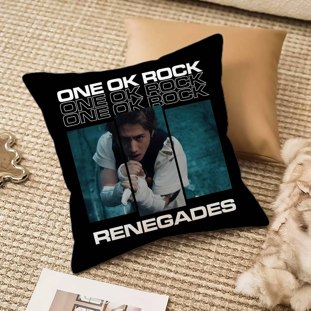 Подушка с изображением группы O-One Ok Rock-Mt Rock Ambitions Чехол на подушку Уютная Подушка для дивана-кровати Шелковистая Элегантная Скрытая молния Декоративная наволочка