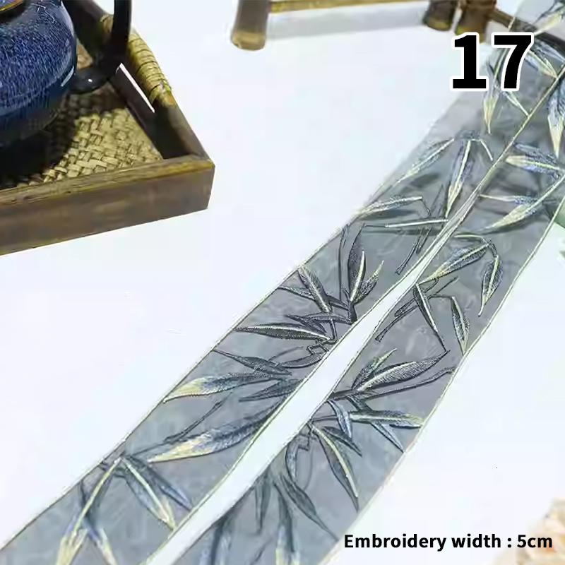 2 шт. 50 см золотые нити кружевная лента органза китайский старинный стиль бамбуковая вышивка кружевная отделка для DIY ханьфу платье декольте
