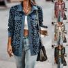 Spring and Autumn Leopard Jacket Women Corduroy Jacket Coat Women Overshirt Long Sleeve Loose Shirt Jackets for Women