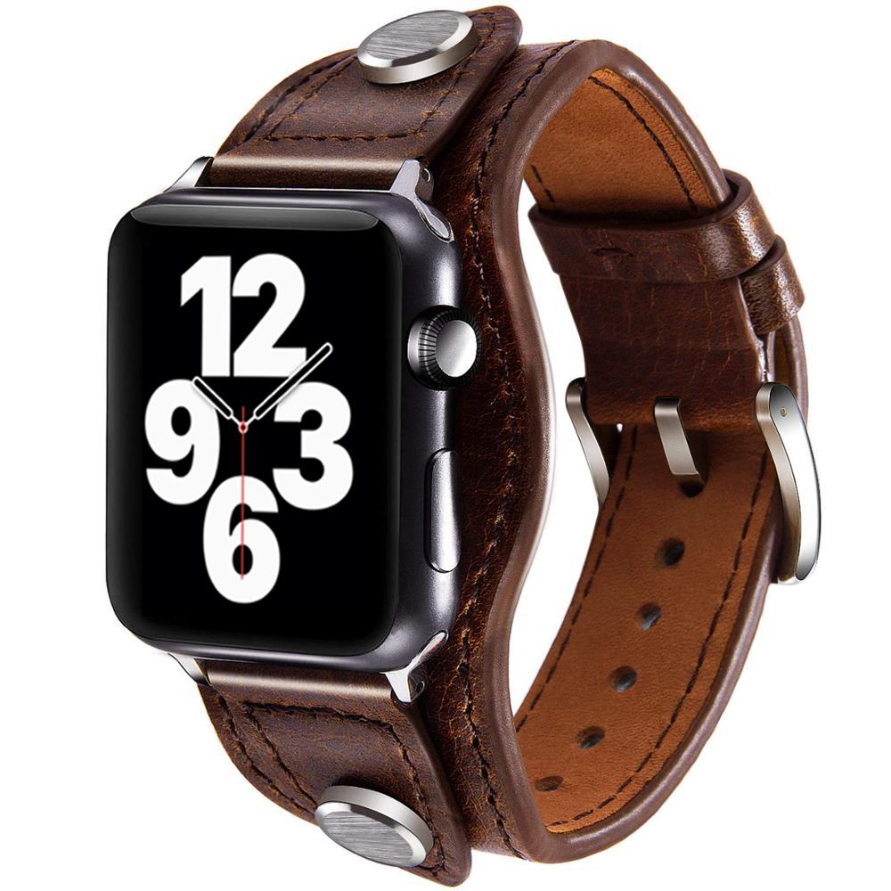 Браслет-манжета для ремешка Apple Watch 44мм 40мм 42мм 38мм 49мм correa Кожаный ремешок iWatch серия 6 se 5 4 3 7 Ultra 8 45мм 41мм