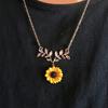 Симпатичные листья подсолнечника кулон серьги-гвоздики ожерелье женский комплект ювелирных изделий подарок