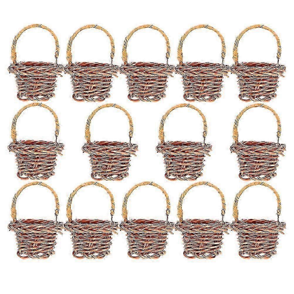 2026 Best!! Mini Handwoven Flower Basket for Storage 14Pcs Light Brown Rattan Baskets