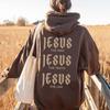 JESUS THE WAY Новая модная осенне-зимняя модель с принтом букв, капюшоном и воротником сзади, а также свободная толстовка из бархата