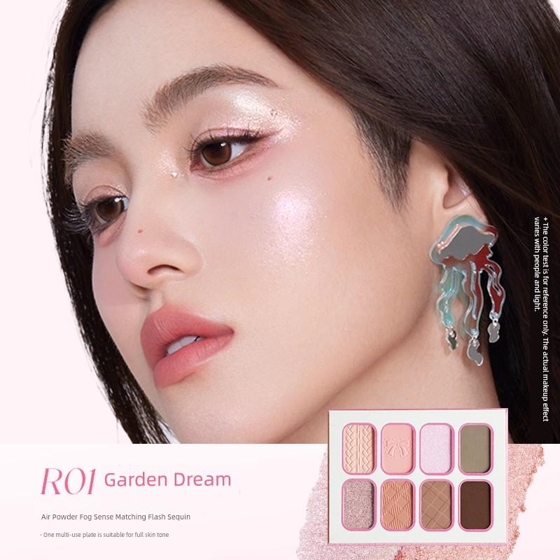 Luo Xiaoman Nine Colors Eye Shadow Plate Work Clothing Daily Early Eight Matte Highlight Pearlescent Gray Pink Novice Earth Color Easiest for Match