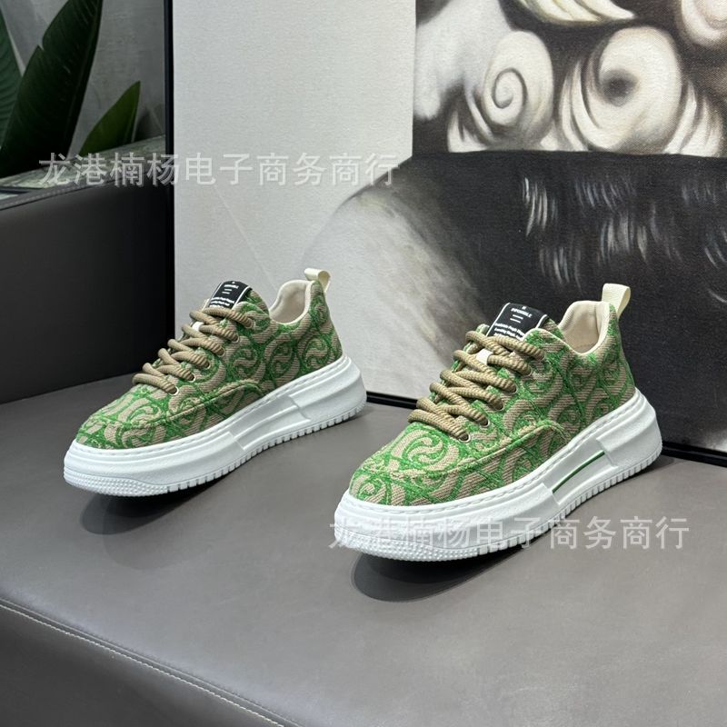 Мужская обувь, летняя, новая, дышащая, парусиновая обувь, подходящая по цвету, универсальная, увеличивающая рост, спортивная и повседневная, низкая, мужская модная обувь