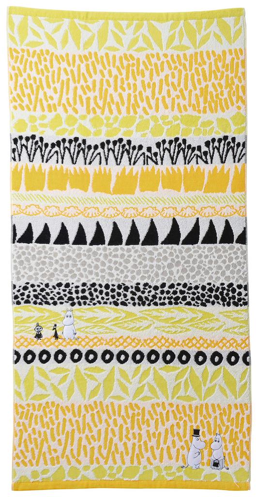Marushin Moomin Bath Botanis 1405014300 Towel, 60x120cm, Appliqué Embroidery, No-Twist Yarn,