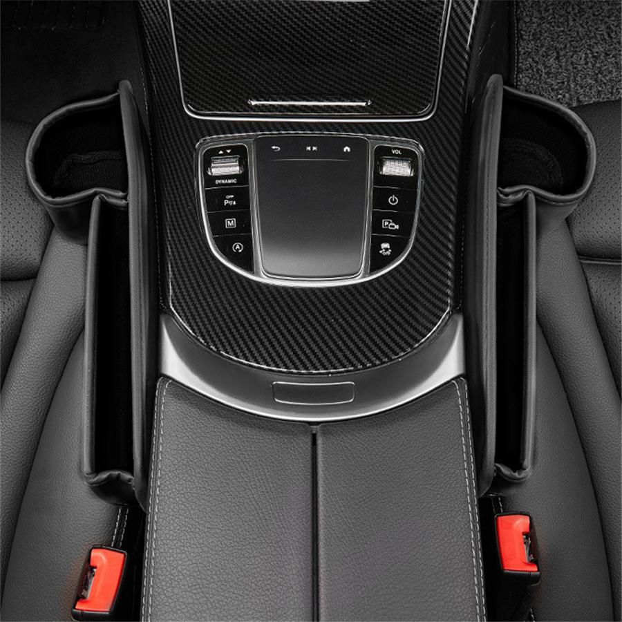 Black PU Leather Right Car Seat Gap Catcher Crevice Filler Storage Box Organizer