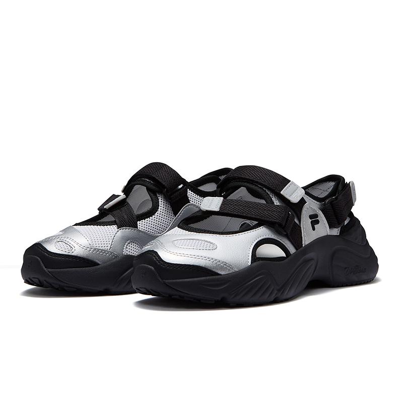 Fila Fusion Сетчатая ткань с узором-ракушкой Модная Водная обувь Женская обувь Серебристый Черный T12W521707FSW