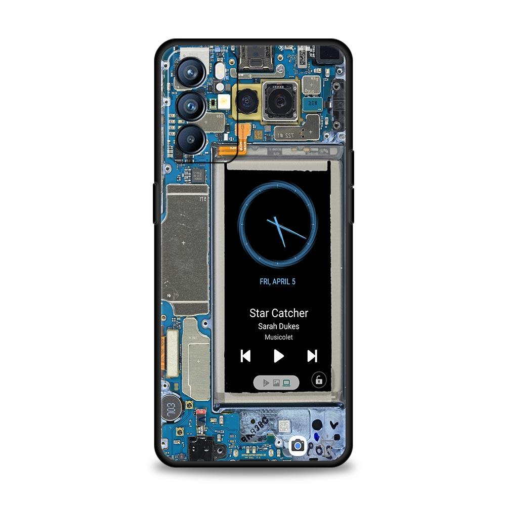 Чехол для телефона с рисунком печатной платы для Oppo Reno 13 12 11 10 7 F Find X5 X6 A98 A80 A79 A78 A57 A54 A31 A17 Pro 5G Мягкий ТПУ