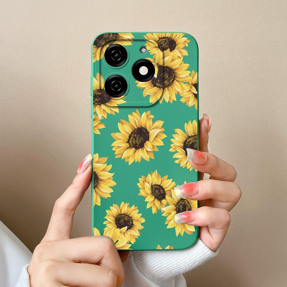 Для Tecno Camon 30 Pro Premier Itel P55 + 4G задняя крышка, чехол из жидкого мягкого силикона, роскошная ромашка-бабочка, супер противоударный защитный чехол для камеры, чехол для телефона