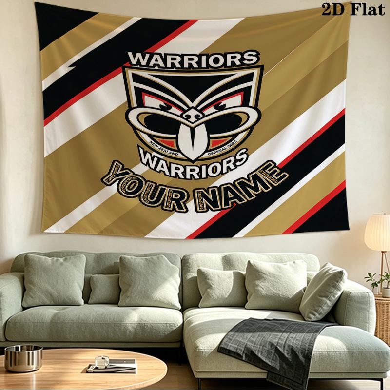 Custom Name New Zealand Warriors Printed Tapestry – Wall Hanging for Bedrooms, Dorms, and Home Decor