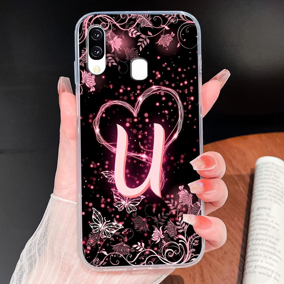 Чехол для Samsung Galaxy A40 A41 A50 A50S С именем, буквой, мягкий ТПУ, прозрачный силиконовый чехол для Samsung A 40 A 50, легкий чехол для телефона
