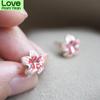 New Fashion Cute Flower 925 Sterling Silver Jewelry Colorful Flower Temperament Beautiful Women Stud Earrings E236
