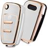 Key Case Suitable For Car Key Case For A1 A3 A4 A6 Q3 Q5 Q7 S3 R8 Tt Silicone Tpu Protective Case (Golden Edge White)